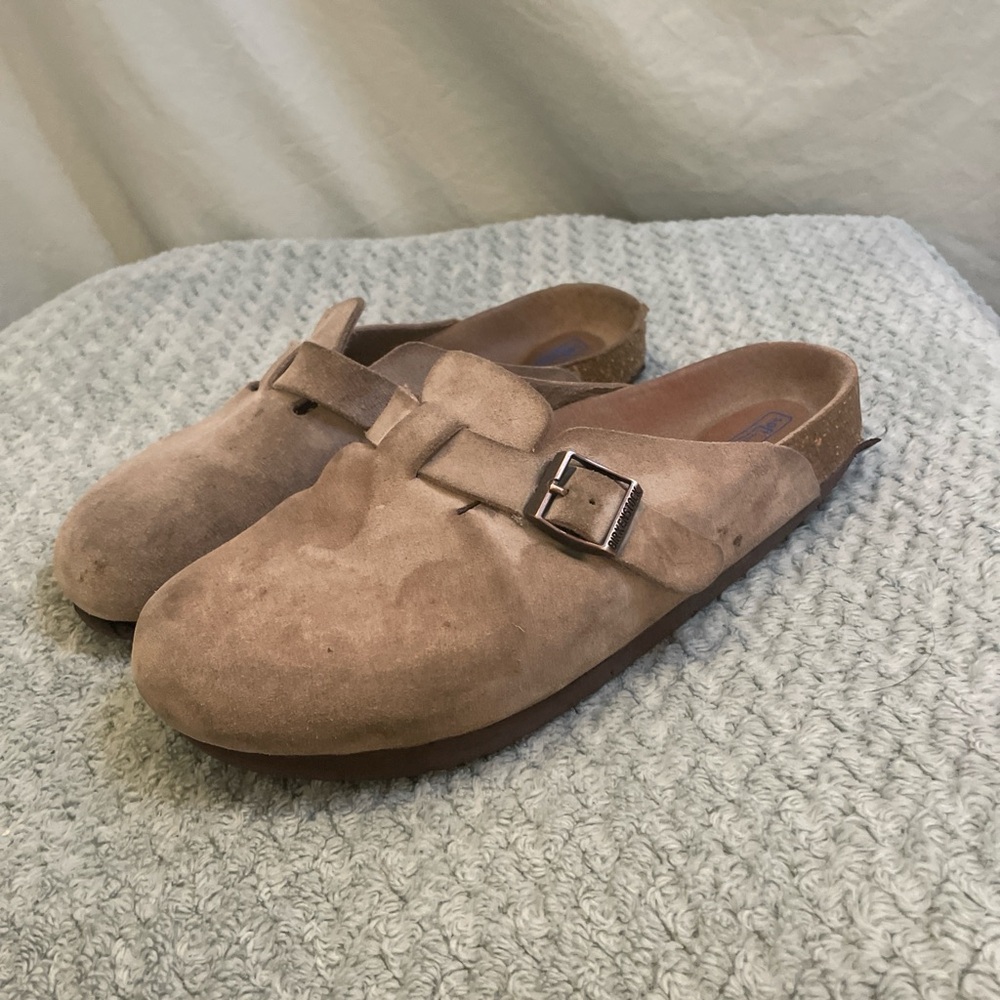 Tan Birkenstock Bostons